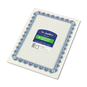 GEOGRAPHICS GEO22901 Parchment Paper Certificates, 8-1/2 X 11, Blue Royalty Border, 50/pack