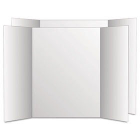 Eco Brites GEO27136 Two Cool Tri-Fold Poster Board, 28 x 40, White/White, 12/Carton