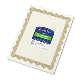 Geographics GEO39451 Parchment Paper Certificates, 8-1/2 X 11, Optima Gold Border, 25/pack