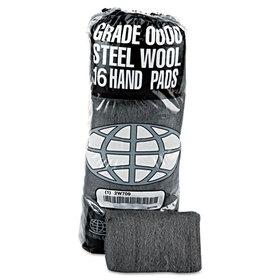 Gmt GMA117000 Industrial-Quality Steel Wool Hand Pads, #0000 Super Fine, Steel Gray, 16 Pads/Sleeve, 12 Sleeves/Carton