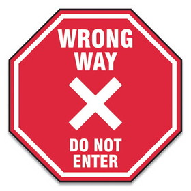 Accuform GN1MFS465ESP Slip-Gard Social Distance Floor Signs, 12 x 12, "Wrong Way Do Not Enter", Red, 25/Pack