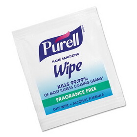 Purell GOJ902210BX Sanitizing Hand Wipes, Individually Wrapped, 5 x 7, Unscented, White, 100/Box