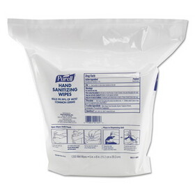 Purell GOJ911802 Hand Sanitizing Wipes, 6 x 8, Fresh Citrus Scent, White, 1,200/Refill Pouch, 2 Refills/Carton