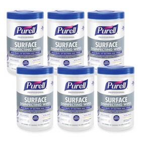 PURELL GOJ934206CT Professional Surface Disinfecting Wipes, 1-Ply, 7 x 8, Fresh Citrus, White, 110/Canister, 6 Canisters/Carton