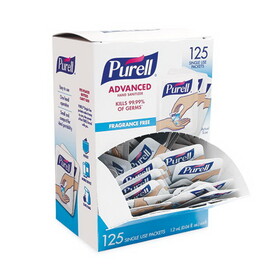 PURELL GOJ9630125NSCT Advanced Hand Sanitizer Single Use, Gel , 1.2 mL, Packet, Fragrance-Free, 125/Box, 12 Box/Carton