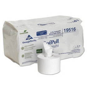 Georgia Pacific Professional GPC19516 SofPull Mini Centerpull Bath Tissue, Septic Safe, 2-Ply, White, 500 Sheets/Roll, 16 Rolls/Carton