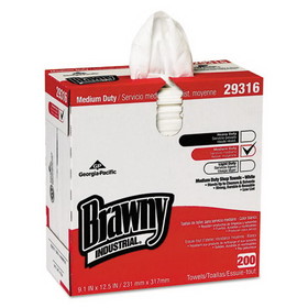 Brawny Professional GPC29316 Lightweight Disposable Shop Towel, 9.1" x 12.5, White, 200/Box