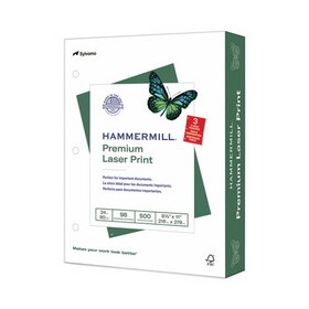 Hammermill HAM107681 Laser Print Office Paper, 3-Hole Punch, 98 Brightness, 24lb, Ltr, White, 500/rm