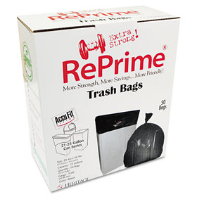 Reprime HERH5645TCRC1 Linear Low Density Can Liners with AccuFit Sizing, 23 gal, 0.9 mil, 28" x 45", Clear, 50/Box