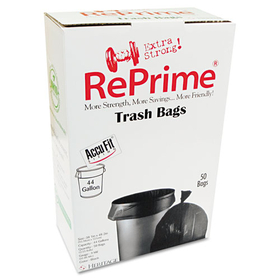 Reprime HERH7450TKRC1 Linear Low Density Can Liners with AccuFit Sizing, 44 gal, 0.9 mil, 37" x 50", Black, 50/Box