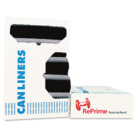 Reprime HERH8053PKR01 Linear Low Density Can Liners with AccuFit Sizing, 55 gal, 1.3 mil, 40" x 53", Black, 20 Bags/Roll, 5 Rolls/Carton