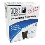 Bluecollar HERN4828EWRC1 Drawstring Trash Bags, 13gal, 0.8mil, 24 X 28, White, 80/box