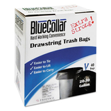 Bluecollar HERN6034YKRC1 Drawstring Trash Bags, 20-30gal, 1mil, 30 X 34, Black, 40/box