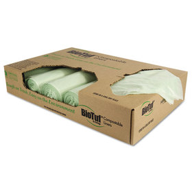 Heritage HERY6848YER01 Biotuf Compostable Can Liners, 32 Gal, 1 Mil, 34 X 48, Light Green, 100/carton