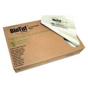 Heritage HERY8046TER01 Biotuf Compostable Can Liners, 45 gal, 0.9 mil, 40" x 46", Green, 25 Bags/Roll, 5 Rolls/Carton