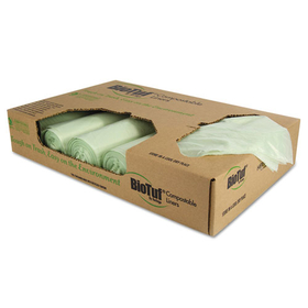 Heritage HERY8448YER01 Biotuf Compostable Can Liners, 48 Gal, 1 Mil, 42 X 48, Light Green, 100/carton