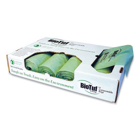 Heritage HERY9460YER01 Biotuf Compostable Can Liners, 60 to 64 gal, 1 mil, 47" x 60", Green, 100/Carton