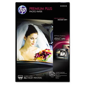 Hp HEWCR666A Premium Plus Photo Paper, 11.5 mil, 4 x 6, Soft-Gloss White, 100/Pack