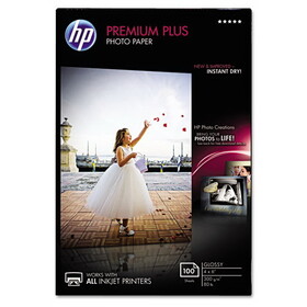 Hp HEWCR668A Premium Plus Photo Paper, 11.5 mil, 4 x 6, Glossy White, 100/Pack