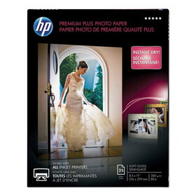 Hp HEWCR671A Premium Plus Photo Paper, 11.5 mil, 8.5 x 11, Soft-Gloss White, 25/Pack