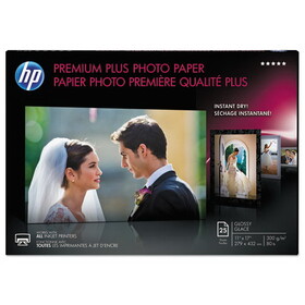 Hp HEWCV065A Premium Plus Photo Paper, 11.5 mil, 11 x 17, Glossy White, 25/Pack