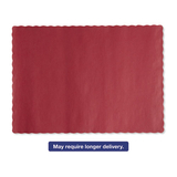 Hoffmaster HFM310521 Solid Color Scalloped Edge Placemats, 9.5 x 13.5, Red, 1,000/Carton