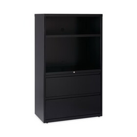 Hirsh Industries HID16778 Combo Bookshelf/Lateral File Cabinet, 2 Shelves (1 Adjustable), 2 Letter/Legal Drawers, Black, 36 x 18.62 x 60