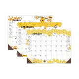 House of Doolittle HOD1566 Recycled Honeycomb Desk Pad Calendar, Honeycomb Artwork, 18.5 x 13, White/Multicolor Sheets, 12-Month (Jan to Dec): 2025