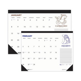 House of Doolittle HOD1676 Recycled Zodiac Desk Pad Calendar, Zodiac Artwork, 17 x 22, White Sheets, Black Binding/Corners, 12-Month (Jan-Dec) 2023