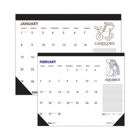 House of Doolittle HOD167 Recycled Zodiac Desk Pad Calendar, Zodiac Artwork, 17 x 22, White Sheets, Black Binding/Corners, 12-Month (Jan-Dec) 2023