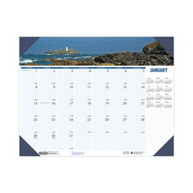 HOUSE OF DOOLITTLE HOD1786 Earthscapes Recycled Monthly Desk Pad Calendar, Coastlines Photos, 18.5 x 13, Black Binding/Corners,12-Month (Jan-Dec): 2025