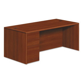 HON H10788L.COGNCOGN 10700 Series Single Pedestal Desk, Full Left Pedestal, 72w x 36d x 29.5h, Cognac
