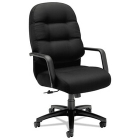HON H2091.H.CU10.T Pillow-Soft 2090 Series Executive High-Back Swivel/Tilt Chair, Supports up to 300 lbs., Black Seat/Black Back, Black Base