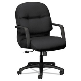 HON H2092.H.CU10.T Pillow-Soft 2090 Series Managerial Mid-Back Swivel/Tilt Chair, Supports up to 300 lbs., Black Seat/Black Back, Black Base
