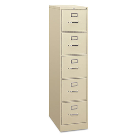 Hon HON315PL 310 Series Vertical File, 5 Letter-Size File Drawers, Putty, 15" x 26.5" x 60"