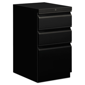 Hon HON33720RP Brigade Mobile Pedestal with Pencil Tray Insert, Left or Right, 3-Drawers: Box/Box/File, Letter, Black, 15" x 19.88" x 28"