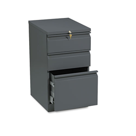 Hon HON33720RS Brigade Mobile Pedestal with Pencil Tray Insert, Left/Right, 3-Drawers: Box/Box/File, Letter, Charcoal, 15" x 19.88" x 28"
