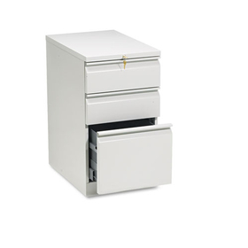 Hon HON33723RQ Brigade Mobile Pedestal with Pencil Tray Insert, Left/Right, 3-Drawers: Box/Box/File, Letter, Light Gray, 15" x 22.88" x 28"