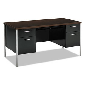 HON H34962.MOCH.P 34000 Series Double Pedestal Desk, 60w x 30d x 29.5h, Mocha/Black