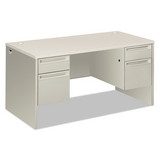 HON H38155.B9.Q 38000 Series Double Pedestal Desk, 60w x 30d x 30h, Silver Mesh/Light Gray