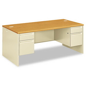 Hon HON38180CL 38000 Series Double Pedestal Desk, 72" x 36" x 29.5", Harvest/Putty