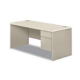 HON H38291R.B9.Q 38000 Series Single Pedestal Desk, Right, 66w x 30d x 30h, Silver Mesh/Light Gray