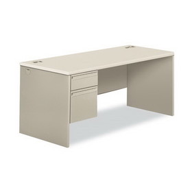 HON H38292L.B9.Q 38000 Series Single Pedestal Desk, Left, 66w x 30d x 30h, Silver Mesh/Light Gray