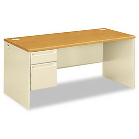 Hon HON38292LCL 38000 Series Left Pedestal Desk, 66" x 30" x 29.5", Harvest/Putty