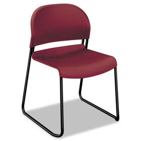 Hon HON4031MBT GuestStacker High Density Chairs, Supports 300 lb, 17.5" Seat Height, Mulberry Seat, Mulberry Back, Black Base, 4/Carton