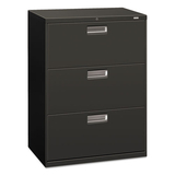 HON HON673LS 600 Series Three-Drawer Lateral File, 30w X 19-1/4d, Charcoal