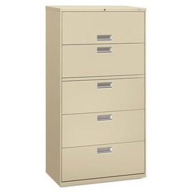 Hon HON685LL Brigade 600 Series Lateral File, 4 Legal/Letter-Size File Drawers, 1 Roll-Out File Shelf, Putty, 36" x 18" x 64.25"
