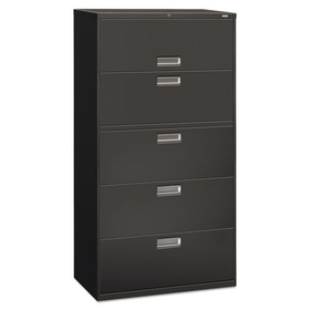 Hon HON685LS Brigade 600 Series Lateral File, 4 Legal/Letter-Size File Drawers, 1 Roll-Out File Shelf, Charcoal, 36" x 18" x 64.25"