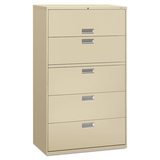 Hon HON695LL 600 Series Five-Drawer Lateral File, 42w X 19-1/4d, Putty