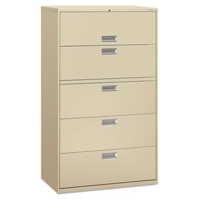 Hon HON695LL Brigade 600 Series Lateral File, 4 Legal/Letter-Size File Drawers, 1 Roll-Out File Shelf, Putty, 42" x 18" x 64.25"
